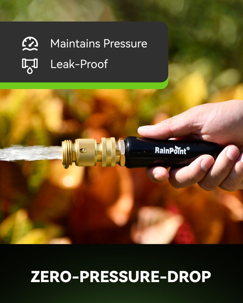 RainPoint Quick Connect Hose Fittings 3/4" GHT - Solid Brass Garden Hose Connectors, No-Leak Design & Universal Fit for Instant Connection (2 Sets) - Image 2