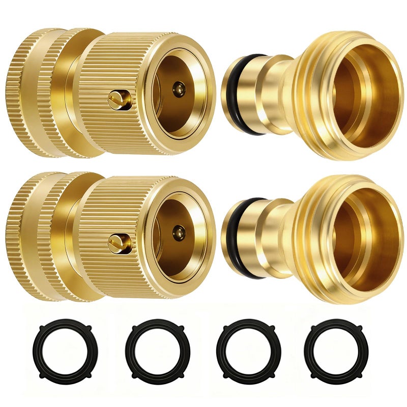 RainPoint Quick Connect Hose Fittings 3/4" GHT - Solid Brass Garden Hose Connectors, No-Leak Design & Universal Fit for Instant Connection (2 Sets) - Image 1
