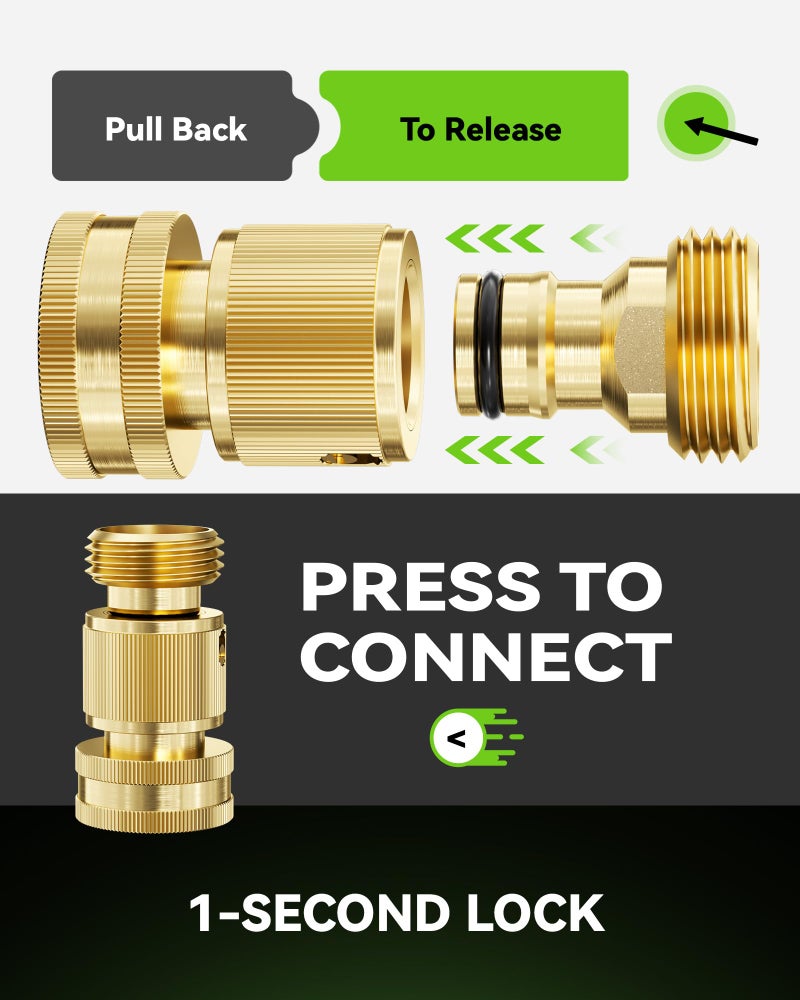 RainPoint Quick Connect Hose Fittings 3/4" GHT - Solid Brass Garden Hose Connectors, No-Leak Design & Universal Fit for Instant Connection (2 Sets) - Image 4