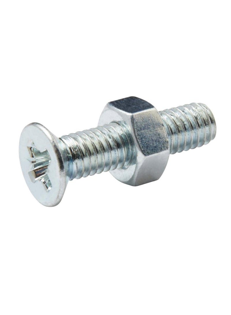 ACE Diall M6 Carbon Steel Countersunk Machine Screw And Nut 25mm 20Pcs