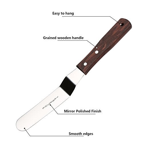 PUCKWAY 4 PCS Cake Decorating Icing Spatula set with 4, 6, 8 & 10 Inch Stainless Steel Blade, Wood Handle Frosting Spatulas and Cake Stripping Tool - Image 3