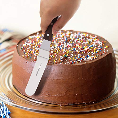 PUCKWAY 4 PCS Cake Decorating Icing Spatula set with 4, 6, 8 & 10 Inch Stainless Steel Blade, Wood Handle Frosting Spatulas and Cake Stripping Tool - Image 5