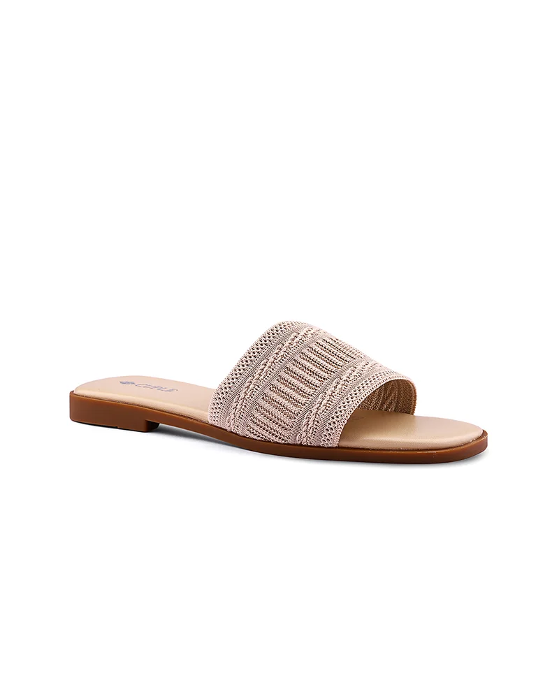 كابلي صنادل نسائية مسطحة بلون الخدود