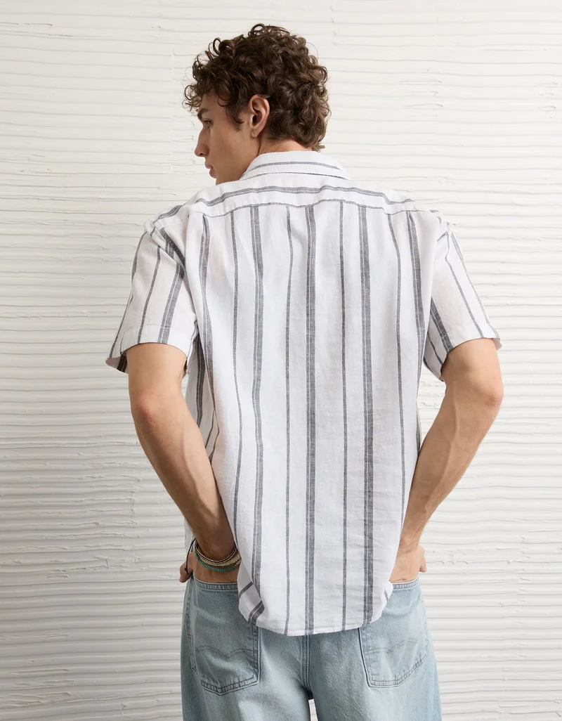 American Eagle  AE Standard Fit Linen-Blend Button-Up Shirt for Men | Best Price UAE