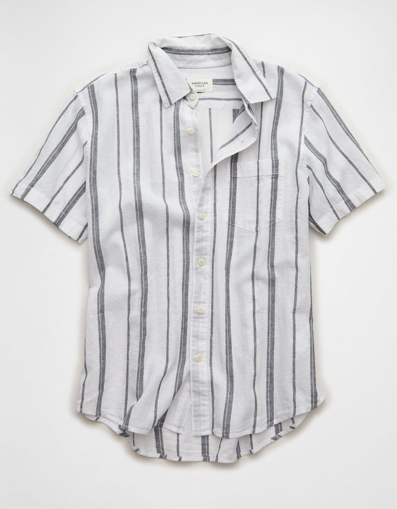 American Eagle AE Standard Fit Linen-Blend Button-Up Shirt - Image 4