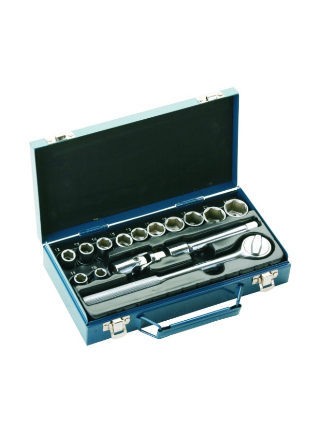 jetechtool مجموعة مفاتيح صدمات جتيك 1/2 بوصة، 15 قطعة، مقياس 10-24 مم، 6 نقاط من فولاذ كروم فانيوم لاصلاح السيارات، تشمل وصلة عالمية، قضيب تمديد، مقبض ربط وصندوق تخزين معدني - SK1/2-15S - Image 1