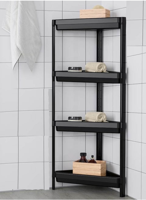 Plastic corner shelving unit with high stability and durability, 4 floors