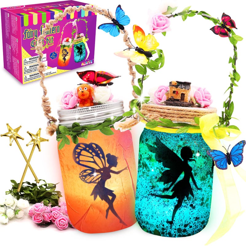 Alritz Fairy Lantern Craft Kit Christmas Gifts for Kids Girls Remote Control Mason Jar Night Light DIY Garden Decorations Art Project Ornaments Creative Activities Birthday Ages 4 5 6 7 8 9 10 11