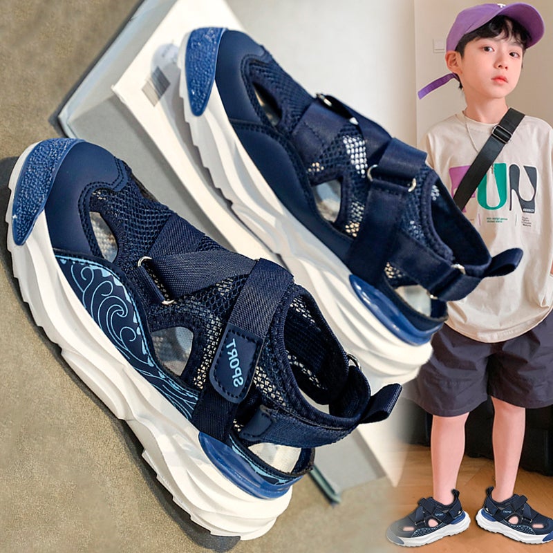 Children'S Sandals Boys 2024 Style Boys Mesh Breathable Baotou Beach Shoes Big Children'S Sports Single Mesh Shoes - Image 3