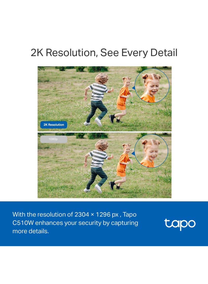 تي بي لينك كاميرا أمان خارجية سلكية Tapo C510W 2K Pan/Tilt Wi-Fi، عرض 360 درجة، تتبع الحركة، تعمل مع Alexa وGoogle Home، رؤية ليلية ملونة، اكتشاف الذكاء الاصطناعي المجاني، تخزين سحابي وبطاقة SD (حتى 512 جيجابايت) - Image 4