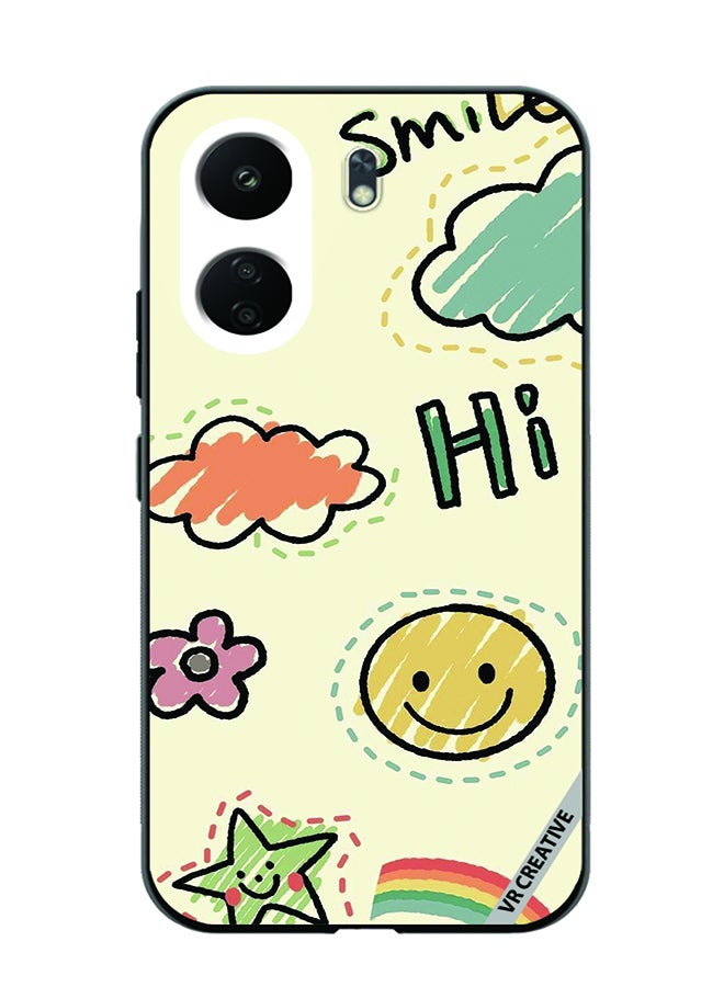 VR CREATIVE Protective Case Cover For Xiaomi Redmi 13C Smile Design Multicolour - Image 1