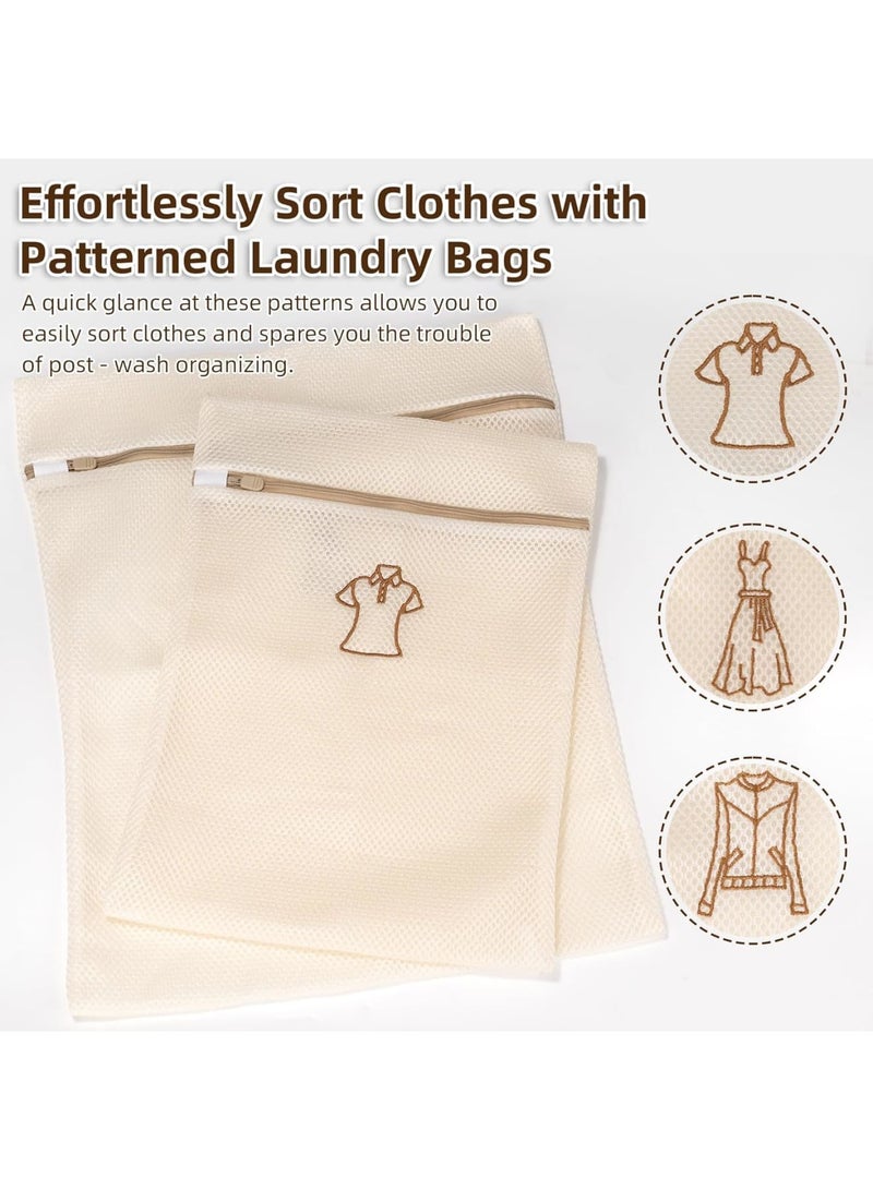 SYOSI Mesh Laundry Bags, 6-Pack Zippered Bags for Delicates Lingerie Shirts Dresses Coats, Categorized Symbols for Easy Sorting, Durable Breathable Garment Bags for Washing Machine and Laundry Room - Image 2