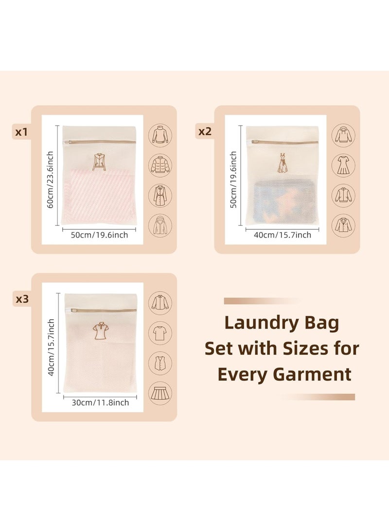 SYOSI Mesh Laundry Bags, 6-Pack Zippered Bags for Delicates Lingerie Shirts Dresses Coats, Categorized Symbols for Easy Sorting, Durable Breathable Garment Bags for Washing Machine and Laundry Room - Image 3