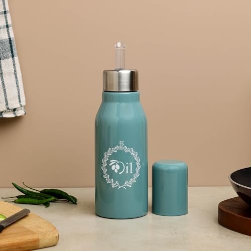 anantam homes Stainless Steel Oil Dispenser 500 ML Bottle Leakproof | Oil Nozzle Dropper | Cooking Oil Bottle For Home, Kitchen, Cooking, Café, Restaurant(Moss Green) - Image 2