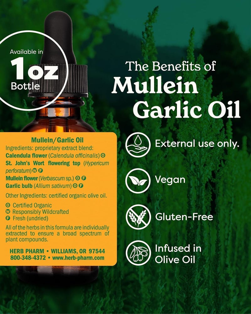 Herb Pharm Mullein Garlic Herbal Oil with Calendula & St. John's Wort - 1 Ounce - Image 3