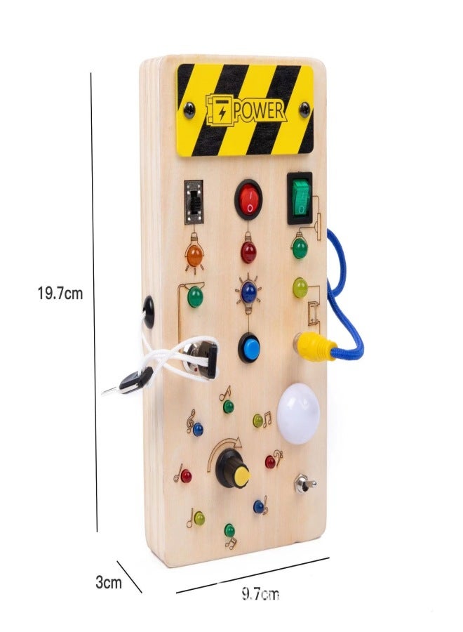 Montessori Toddler Busy Board, Baby Wooden Busy Board with 8 LED Light switches, Sensory Toys Light Switch Toys Travel Toys for 1+ Year Old Baby and Toddler - Image 2