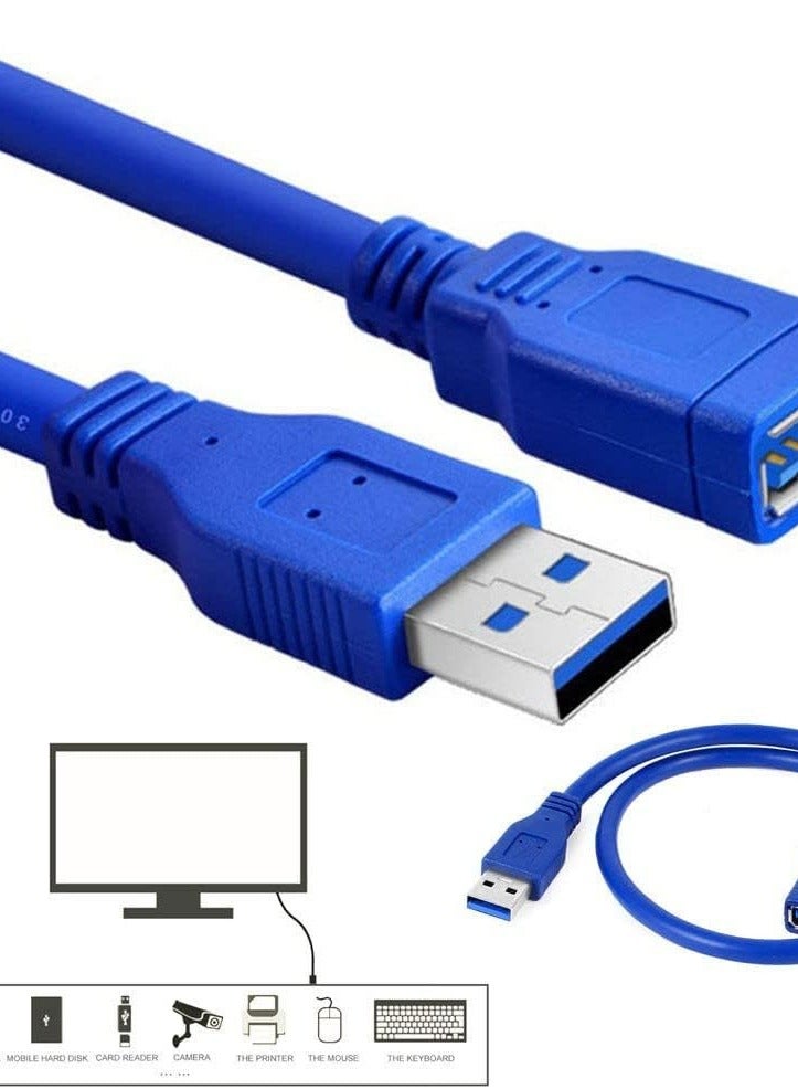 كابل وصلة USB 3.0 ذكر إلى أنثى USB 3.0 عالي السرعة لنقل البيانات 5 جيجابايت في الثانية مع حماية للكمبيوتر واللاب توب والأجهزة الأخرى بطول 1.5 متر، حاسوب شخصي، حاسوب محمول