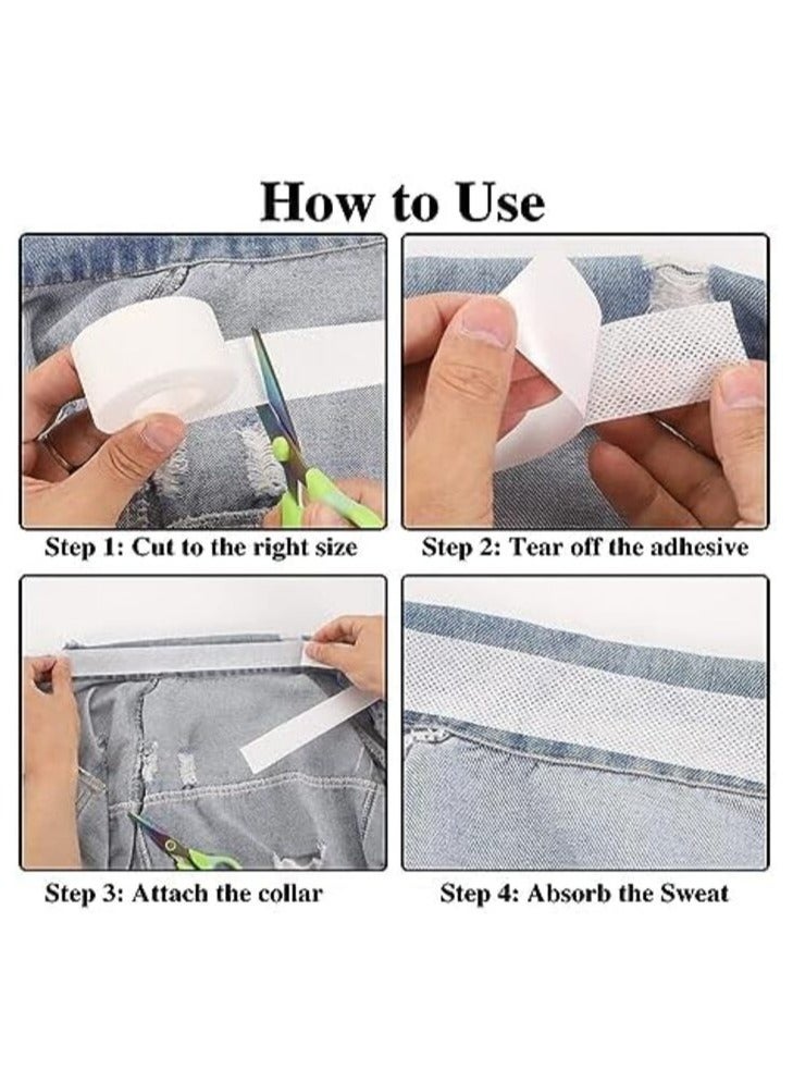 Altheqa 2 Rolls Sweat Pads Collar Protectors for Mens Shirts Hat Sweat Protector Sweat Pads Hat Cleaner, White Shirt Neck Collar Protector Tape, Self-Adhesive Invisible Liner Patches Protector.  - Image 5