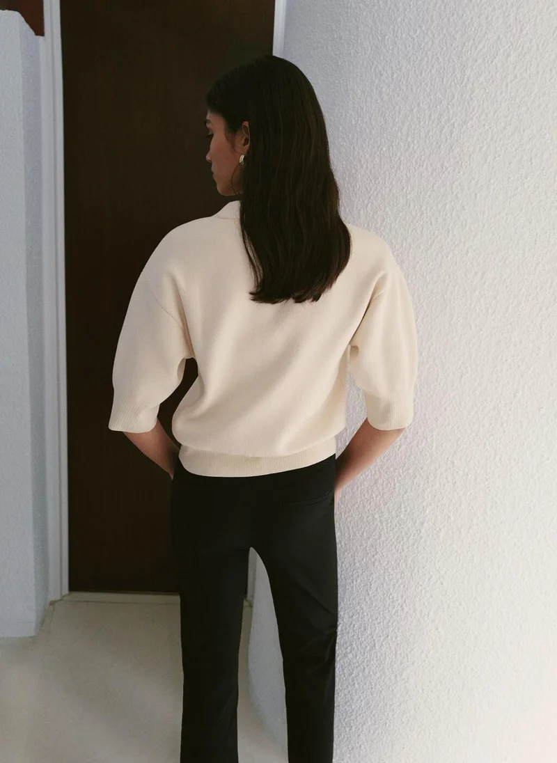 MANGO Knitted cardigan with jewel button