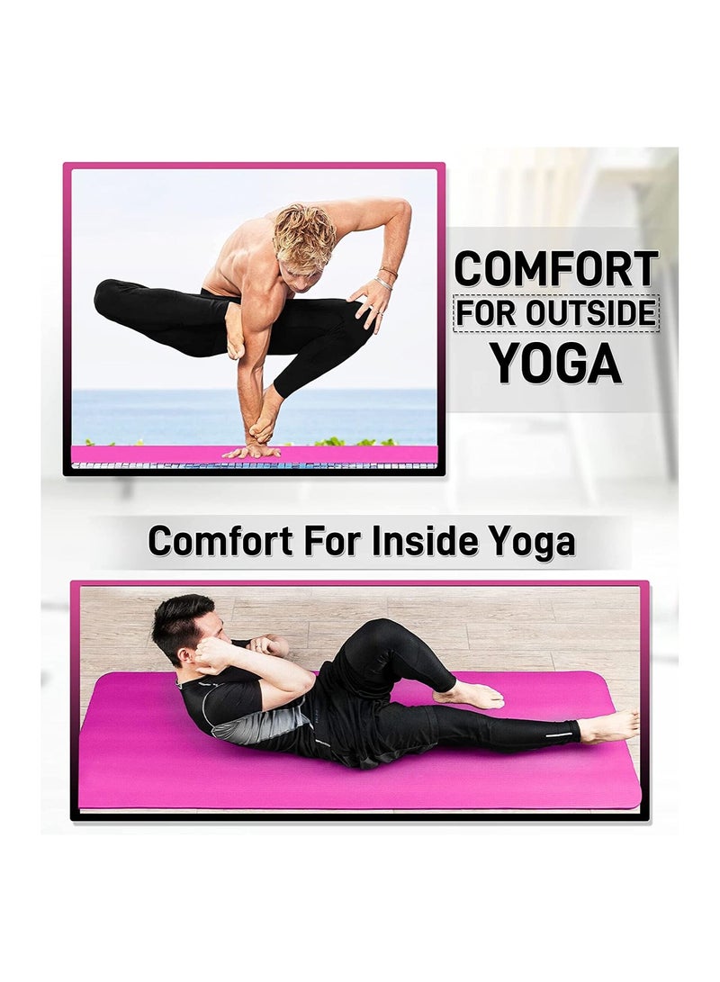 H PRO HM Sports 10 MM Extra Thick High Density Anti Tear, Anti Slip| Exercise Yoga Mat |Pink - Image 5