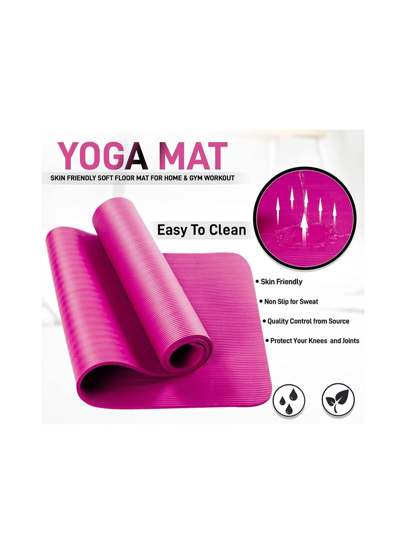 H PRO HM Sports 10 MM Extra Thick High Density Anti Tear, Anti Slip| Exercise Yoga Mat |Pink - Image 3