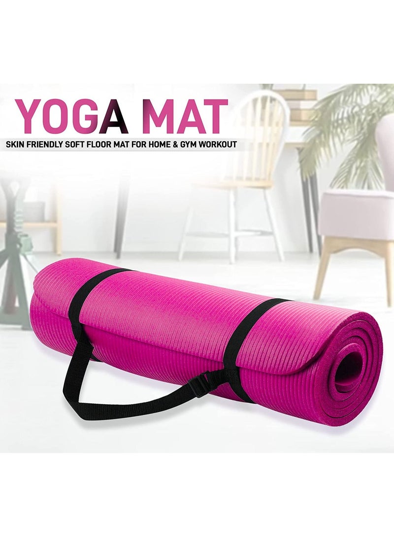 H PRO HM Sports 10 MM Extra Thick High Density Anti Tear, Anti Slip| Exercise Yoga Mat |Pink - Image 2