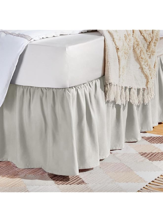 erorex Lightweight Ruffled Bed Skirt Classic Style Soft And Stylish 100 Percent Microfiber With 40.64 Cm Drop Full Light Grey Solid - Image 1