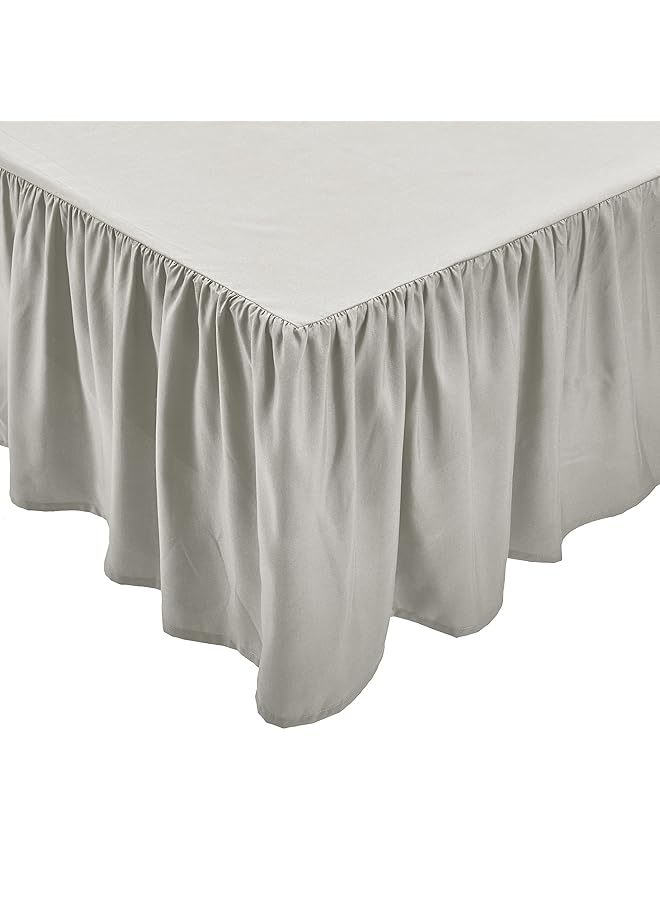 erorex Lightweight Ruffled Bed Skirt Classic Style Soft And Stylish 100 Percent Microfiber With 40.64 Cm Drop Full Light Grey Solid - Image 4