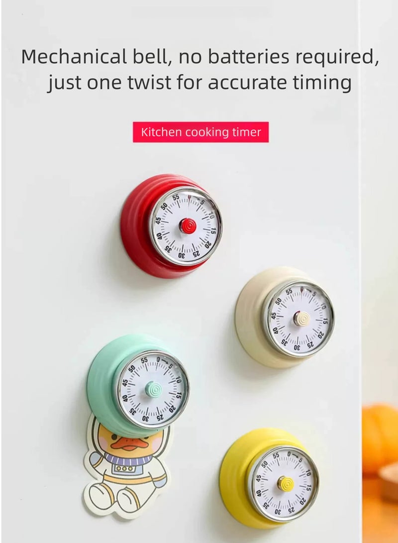 Kitchen timer, kitchen alarm clock, no battery required mechanical timer, 60-minute timer, cooking, learning, fitness, entertainment timing alarm clock (mint green) - Image 3