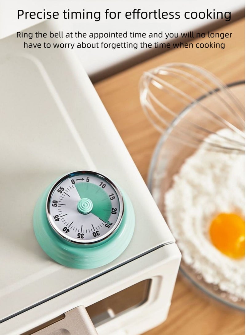 Kitchen timer, kitchen alarm clock, no battery required mechanical timer, 60-minute timer, cooking, learning, fitness, entertainment timing alarm clock (mint green) - Image 4