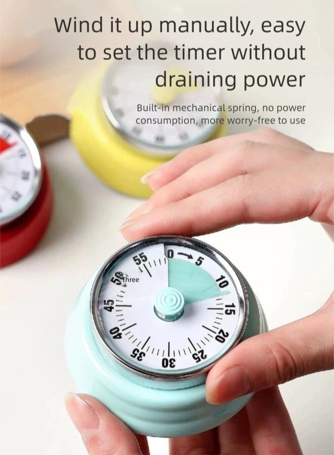 Kitchen timer, kitchen alarm clock, no battery required mechanical timer, 60-minute timer, cooking, learning, fitness, entertainment timing alarm clock (mint green) - Image 5