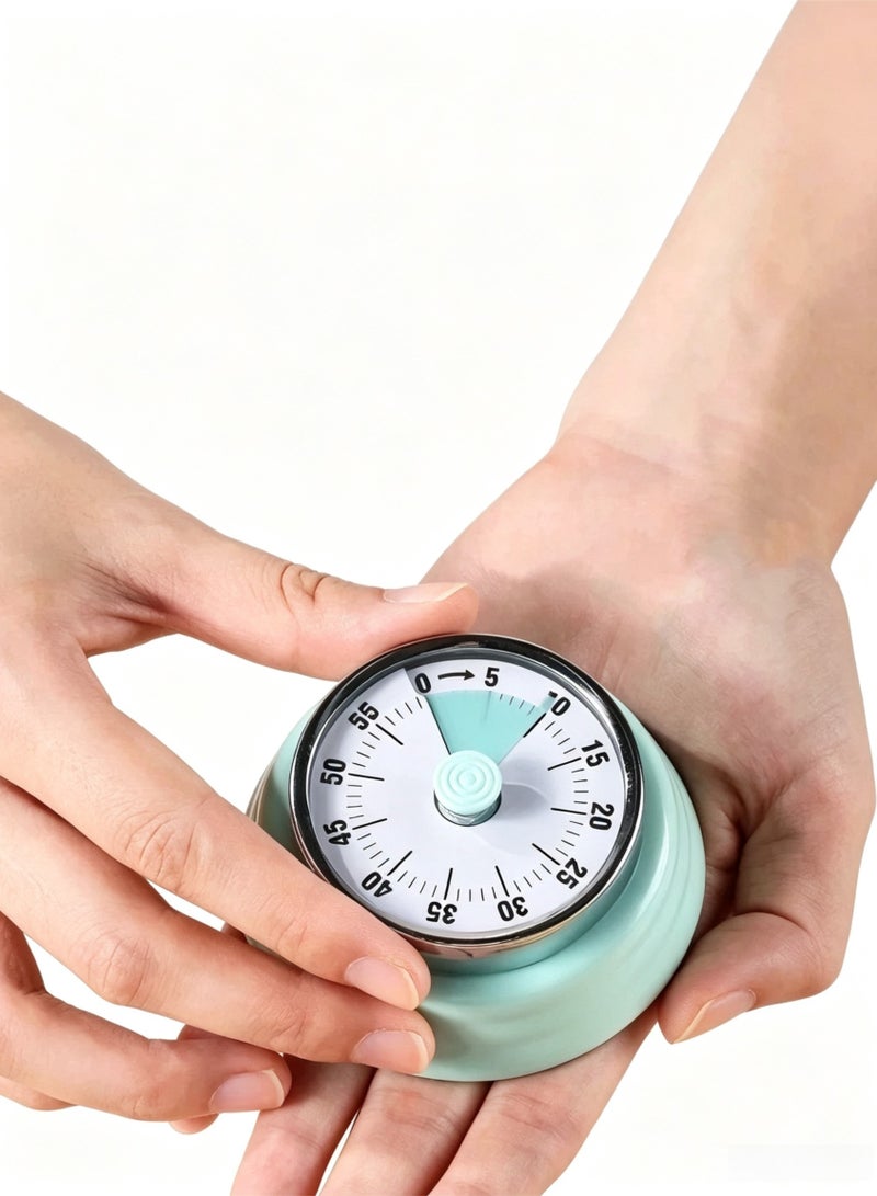 Kitchen timer, kitchen alarm clock, no battery required mechanical timer, 60-minute timer, cooking, learning, fitness, entertainment timing alarm clock (mint green) - Image 1