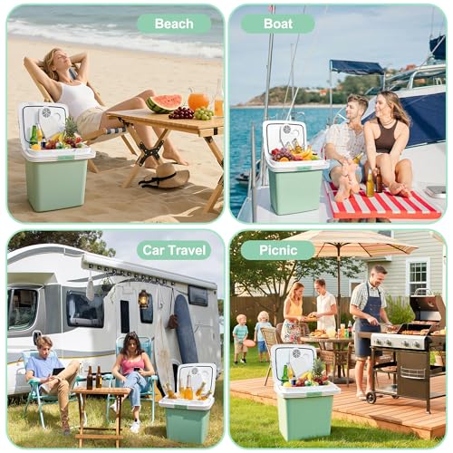 Iceblue Electric Cooler, 26 Liters/28 Cans Mini Fridge with Automatic Locking Handle, 120V AC Home Power Cord & 12V Car Adapter Car Refrigerator, Car Fridge for Home, Car, Gift (Green) - Image 5