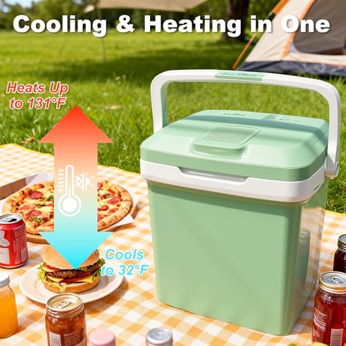 Iceblue Electric Cooler, 26 Liters/28 Cans Mini Fridge with Automatic Locking Handle, 120V AC Home Power Cord & 12V Car Adapter Car Refrigerator, Car Fridge for Home, Car, Gift (Green) - Image 3