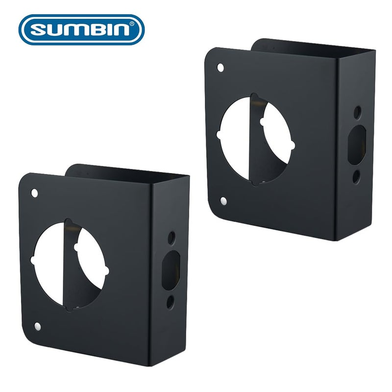 Sumbin واقي الباب المعزز 1-3/4 بوصة باب سميك مع 2-3/8 بوصة خلفية 2-1/8 بوصة تتحمل واقي الباب باللون الأسود 2 قطعة - Image 2