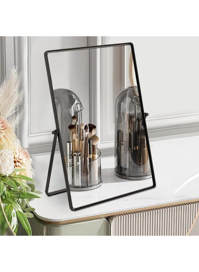 Black Table Mirror - Portable Vanity Metal Framed Rectangular Desk Mirror with Stand for Bedroom, Living Room, Office - 30x22cm - Image 3