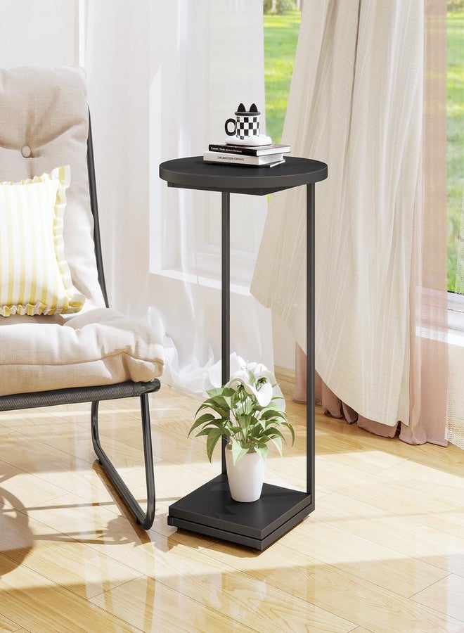 DCLRN Small End Table,c Table End Table for Sofa,Round Coffee Table is Suitable for Living Room and Bedroom.(Black) - Image 2