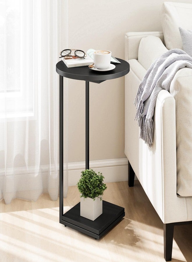DCLRN Small End Table,c Table End Table for Sofa,Round Coffee Table is Suitable for Living Room and Bedroom.(Black) - Image 4