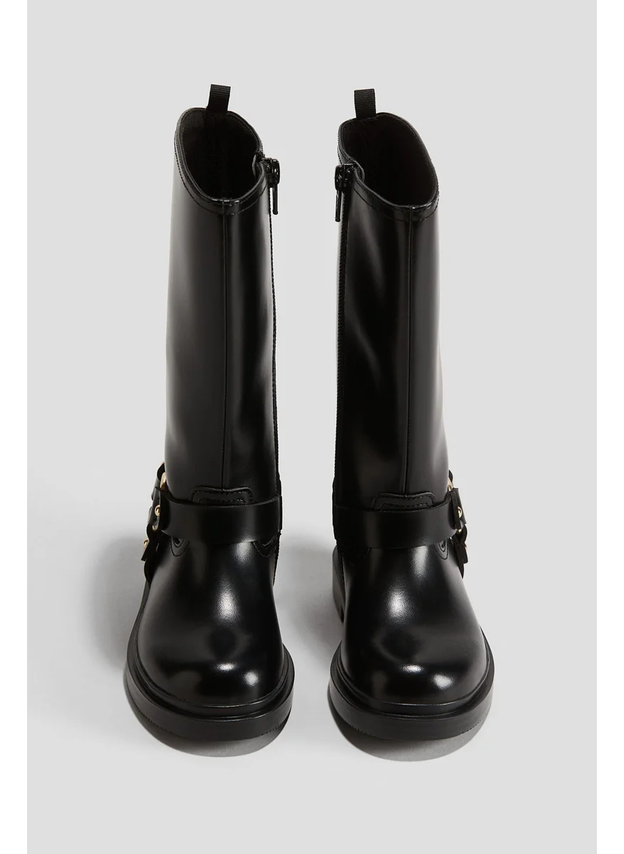 H&M Calf-High Biker Boots
