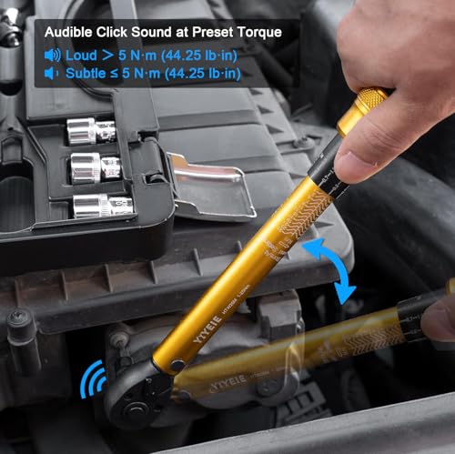 YIYEIE 1/4 Inch Drive Bike Torque Wrench, 1-25 Nm (10-222.5 in.lb), 27 PCS Click Bicycle Torque Wrench with Bit Sockets, 0.1 Nm Micro, 72-Tooth Ratchet, 3/8 Adapter, for MTB, E-Bike, Motorcycle - Image 2