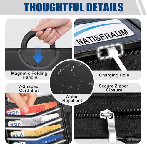 NATISERAUM Portfolio Binder 3 Ring Includes Pen and 5 Dividers with 10 Pockets, Padfolio Organizer with Zipper for Men and Women, Includes A4 Notepad for Business, School, Work - Image 3