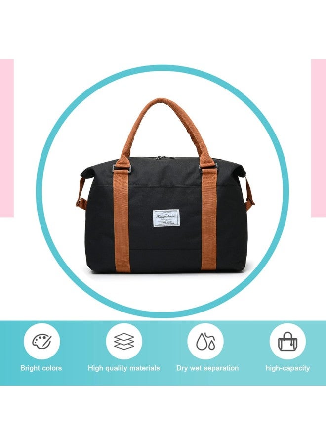 klarako European Style Expandable Gym Bags, Foldable Travel Duffel Bag, Fitness Bags for Sports, Large Capacity Bags, High Capacity Bags, Sports Tote Bag for Men & Women Journey Trip, Black, 15.5in 