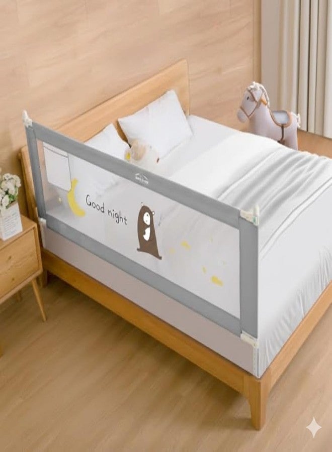 SAFE-O-KID 1 Side Bed Rail (6 Ft/182 cm) with 1-Year Warranty | Bed Railing for Baby Safety |Adjustable Height & Portable | Bed Protector for Baby Falling - Grey - Image 1