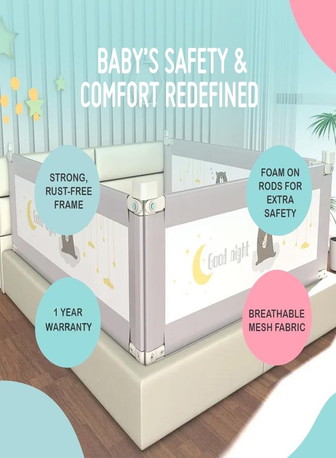 SAFE-O-KID 1 Side Bed Rail (6 Ft/182 cm) with 1-Year Warranty | Bed Railing for Baby Safety |Adjustable Height & Portable | Bed Protector for Baby Falling - Grey - Image 3