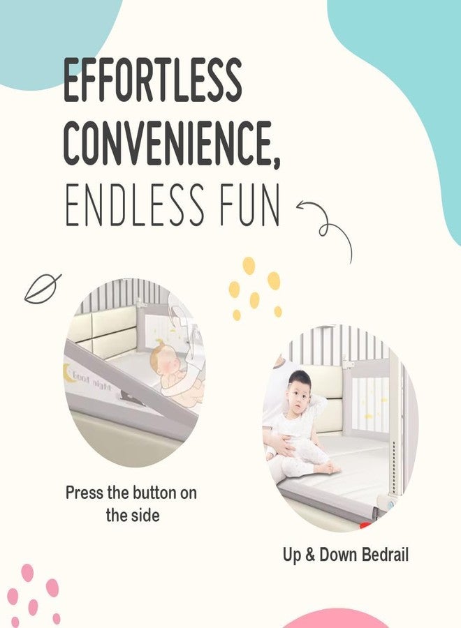 SAFE-O-KID 1 Side Bed Rail (6 Ft/182 cm) with 1-Year Warranty | Bed Railing for Baby Safety |Adjustable Height & Portable | Bed Protector for Baby Falling - Grey - Image 5