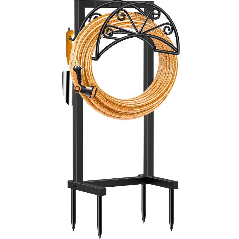 TomCare Garden Hose Holder Heavy Duty Water Hose Holder Holds 160 FT Hoses 4 Spikes Hose Reel Freestanding Hose Hanger Sturdy Hose Storage Stand for Outside Yard Lawn - Image 1