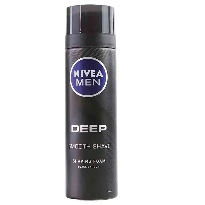 Nivea Men Deep Smooth Shave, Shaving Foam With Black Carbon - 200ml - Image 1