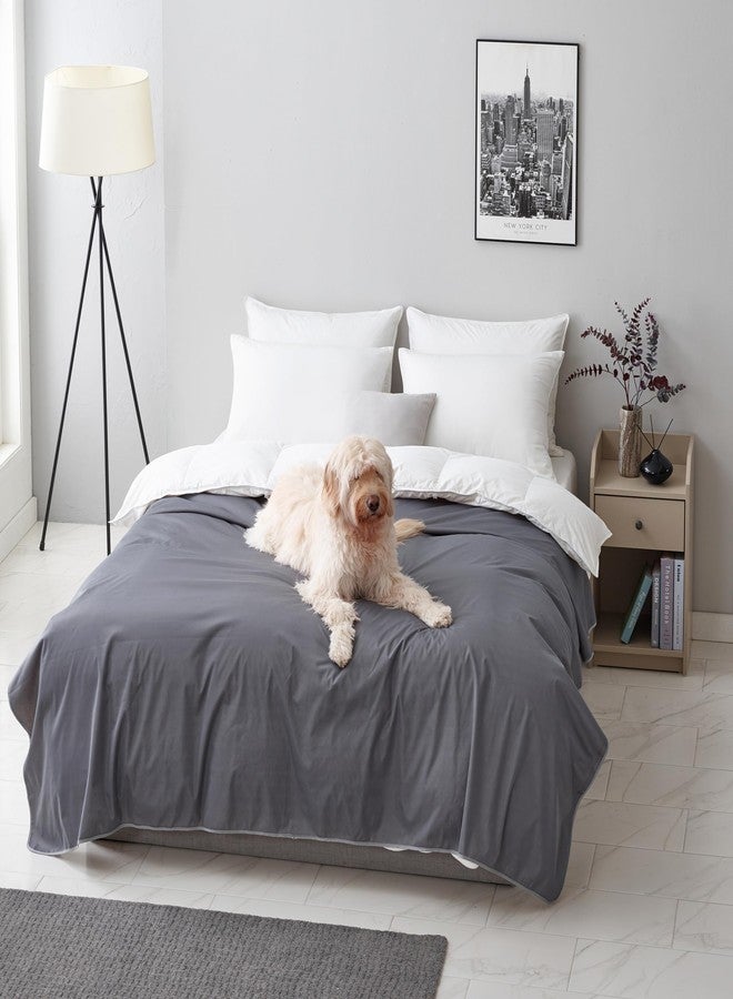 Bee Bee Waterproof Bed Cover, Queen & King Size (95"x 90", Grey/Beige), Lightweight Waterproof Furniture Protector Cover for Bed Couch Sofa, Reversible & Washable - Image 2