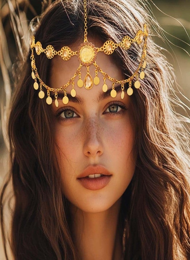 ووي مجوهرات سلسلة الرأس الذهبية من Woeoe، إكسسوارات سلاسل الشعر المزينة بشرابات الترتر للنساء - Image 5