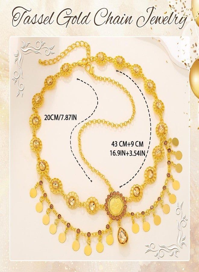 ووي مجوهرات سلسلة الرأس الذهبية من Woeoe، إكسسوارات سلاسل الشعر المزينة بشرابات الترتر للنساء - Image 4